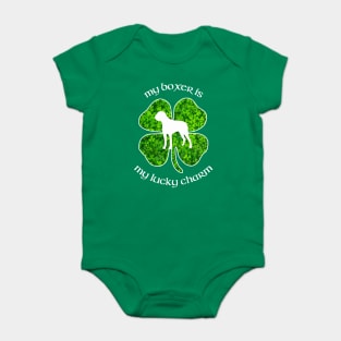 St Patrick's Day Boxer Dog Shirt " My Boxer is My Lucky Charm" Baby Bodysuit